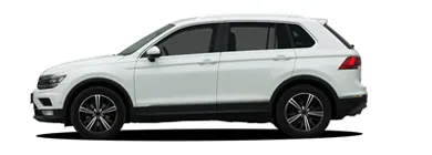 White Volkswagen Tiguan SUV, side view